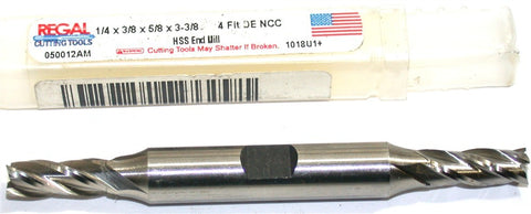 Regal 050012AM 1/4" Diameter 3/8" Shank 4 Flute Double End HSS End Mill