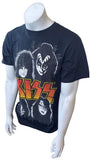 Anvil Men's Kiss Band Graphic Black Short Sleeve Shirt Size Medium