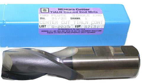 Niagara 87131 15/16" diameter TiAlN Coat 2 Flute HSS End Mill New
