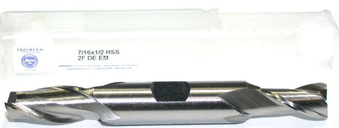 Toolmex 5-250-055 7/16" Diameter 1/2 Shank 2 Flute HSS Double End Mill New