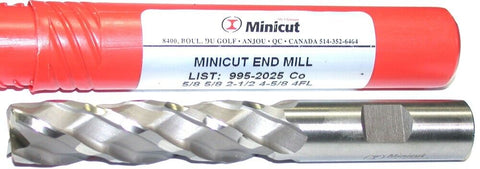 Minicut 995-2025 5/8 Diameter 4 Flute Super Cobalt Metal Roughing Wave End Mill