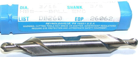 Niagara 3/16" 3/8" Shank 2 Flute HSS Double End Ball End Mill 26062 New
