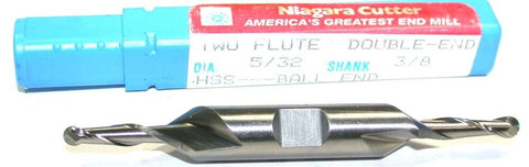 Niagara 5/32" 3/16" Shank 2 Flute Double End TiAlN Coat Ball End Mill 26015