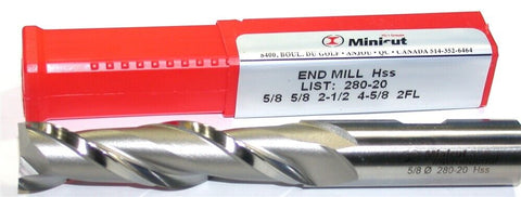 YG-1 Minicut 280-20 5/8" Diameter 5/8" Shank 2 Flute HSS End Mill New
