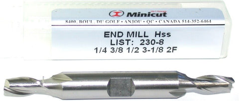 YG-1 Minicut 230-8 1/4" Diameter 3/8" Shank 2 Flute HSS End Mill New