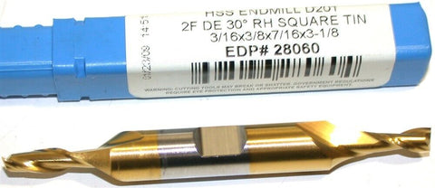 Niagara 1/4" diameter Double End Tin Coat 2 Flute HSS End Mill 28080