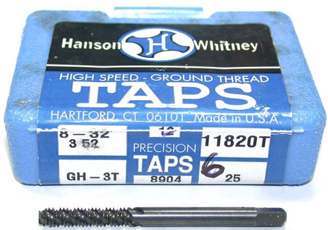 Lot of 6 New 11820T Hanson 8-32 GH-3T 3 Flute Spiral Taps