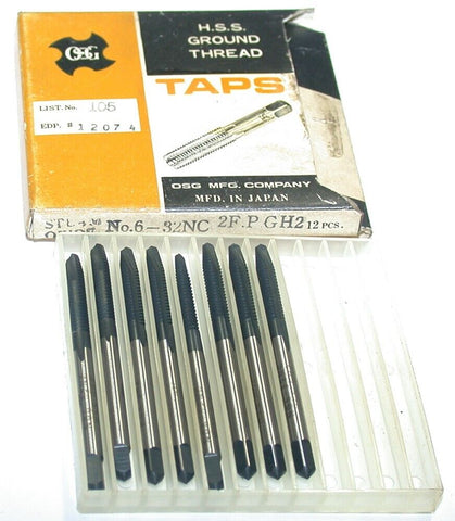 Lot of 8 OSG 12074 6-32 GH2 2 flute Taps New