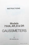 RFL Industries Models 750A, AR, D & DR Gaussmeters Instruction Manual