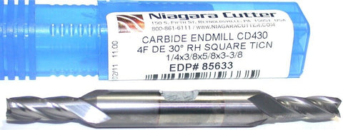 Niagara 85633 1/4" diameter 4 Flute Carbide TiCN Coat Double End End Mill 89666