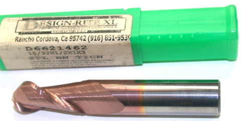 Design-Rite XL D6621462 15/32" Diameter 2 Flute TiCN Coat Carbide Ball End Mill