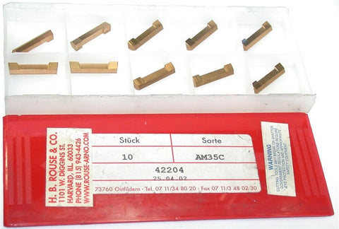 Lot of 10 ARNO-Werkzeuge AM35C 42204 Grooving Cut-off Carbide Inserts
