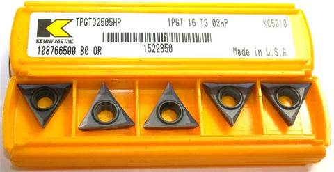 Lot of 5 Kennametal TPGT32505HP KC5010 Carbide TiAlN Coated Turning Inserts