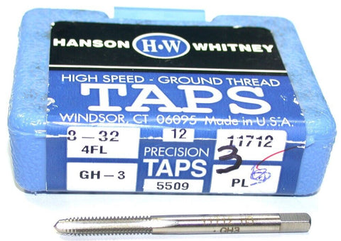 Lot of 3 New 11712 Hanson 8-32 GH-3 4 Flute Plug Taps