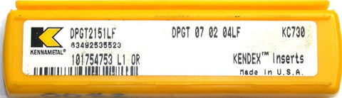 Lot of 5 Kennametal Kenloc DPG2151LF KC730 Carbide TiN Coated Turning Inserts