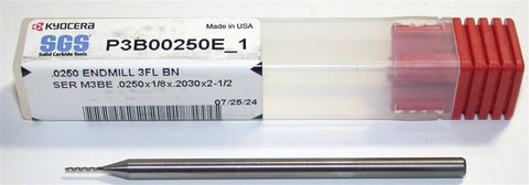 Kyocera SGS P3B00250E_1 .0250" Diameter 3 Flute Carbide End Mill
