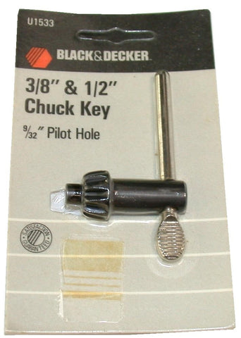 Black & Decker U1533 Chuck Key Fits 3/8" & 1/2" 9/32" Pilot Hole