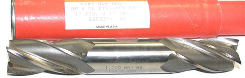 Brubaker 81066 1" Diameter 1" Shank 4 Flute Double End HSS End Mill Made in USA