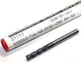Fullerton 31711 1/8" Diameter 4 Flute Solid Carbide TiAlN Coated CR End Mill