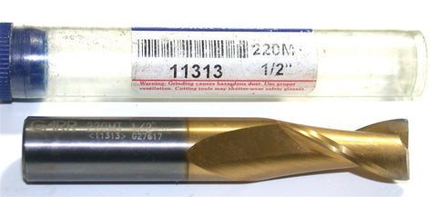 Garr Tool 11313 2-Flute Carbide 1/2" TiN Coated End Mill 220MT