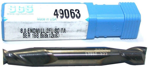 Kyocera SGS 49063 8mm 2-Flute Carbide Double End End Mill 32037 New
