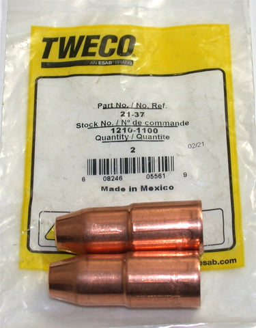 2 pk Tweco 21-37 1210-1100 3/8" Standard Thread-On Tip Recess Nozzles