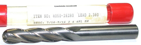 YG-1 Minicut 4050-26280 7/16" Diameter 7/16" Shank 4 Flute Carbide Ball End Mill