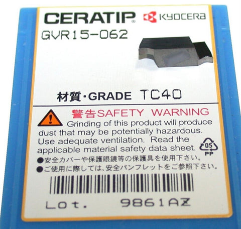 Lot of 10 New Kyocera Ceratip TC-40 Indexable Carbide Inserts GVR15-062