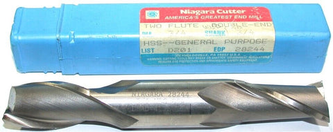 Niagara 28244 3/4" diameter 2 Flute Double End HSS End Mill New