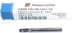 Niagara N55618 Carbide 1/8" Diameter 1/8 Shank 2 Flute TiAlN Coat Ball End Mill