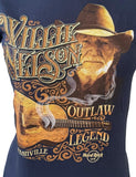 Hard Rock Cafe Women's Willie Nelson Outlaw Legend Navy Shirt Size Medium