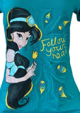 Disney Women's Aladdin Princess Jasmine Follow Your Heart Teal Shirt Size Medium