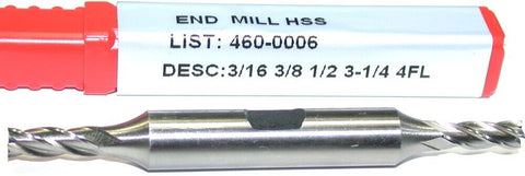 YG-1 Minicut 460-0006 3/16" Diameter 3/8" Shank 4 Flute HSS End Mill New