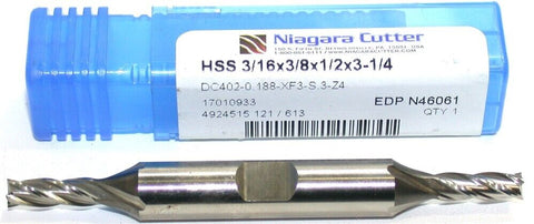 Niagara N46061 3/16 diameter Double End Tin Coat 2 Flute HSS End Mill