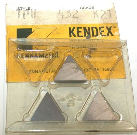 Lot of 3 New Kennametal TPU432 K21 KENDEX Indexable Turning Inserts