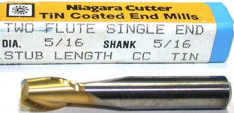 Niagara 98219 5/16" diameter 2 Flute Carbide TiN Coat End Mill