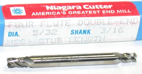 Up to 10 Niagara 5/32 diameter Double End Stub Length 4 Flute HSS End Mill 74050