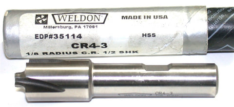 Weldon 35114 CR4-3 1/8" Radius Corner Rounding End Mill