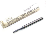 Fullerton 30758 .0781" Diameter 1/8in shank 2 Flute Solid Carbide Ball End Mill