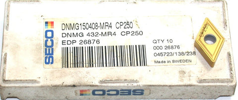 Lot of 10 SECO DNMG 432-MR4 CP250 TiN Coat Carbide 55° Diamond Turning Inserts