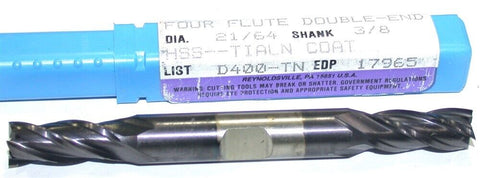 Niagara 21/64" diameter TiAlN Coat 4 Flute Double End HSS End Mill 17965 New