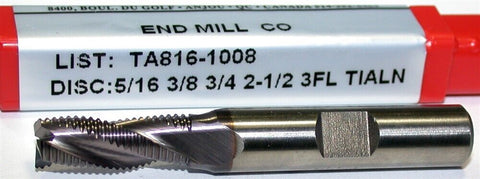 YG-1 Minicut TA816-1008 1/4" Diameter 3/8" Shank 3 Flute HSS Roughing End Mill