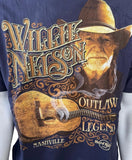 Hard Rock Cafe Men's Willie Nelson Outlaw Legend Navy Short Sleeve Shirt Size L