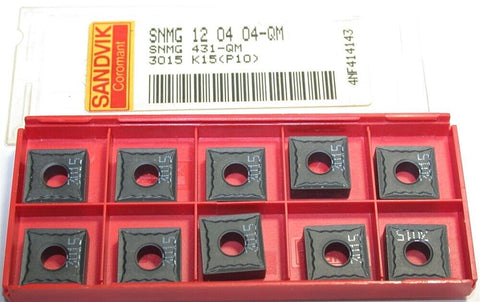 Lot of 10 Sandvik SNMG 12 04 04-QM 3015 Indexable Turning Carbide Inserts