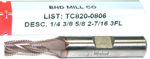 YG-1 Minicut TC820-0806 3/16" Diameter 3/8" Shank 3 Flute HSS Roughing End Mill