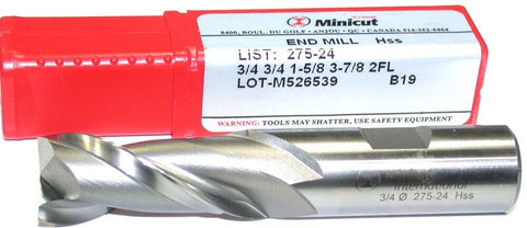 YG-1 Minicut 275-24 3/4" Diameter 2 Flute Cobalt HSS End Mill New