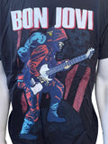 Hanes Men's Bon Jovi Soldier With Guitar Graphic Black Shirt Size Large
