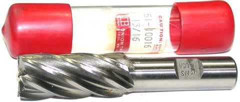 Union Twist 51-10016 13/16" Diameter 5/8" Shank 6 Flute HSS End Mill New
