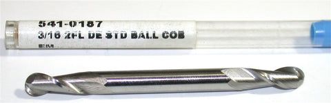 Richards 541-0187 3/16" Diameter 3/16 Shank 2 Flute HSS Double End Ball End Mill