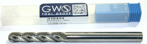 GWS 319434 5/16" Diameter 5/16" Shank 4 Flute Xtra Long Carbide Ball End Mill
